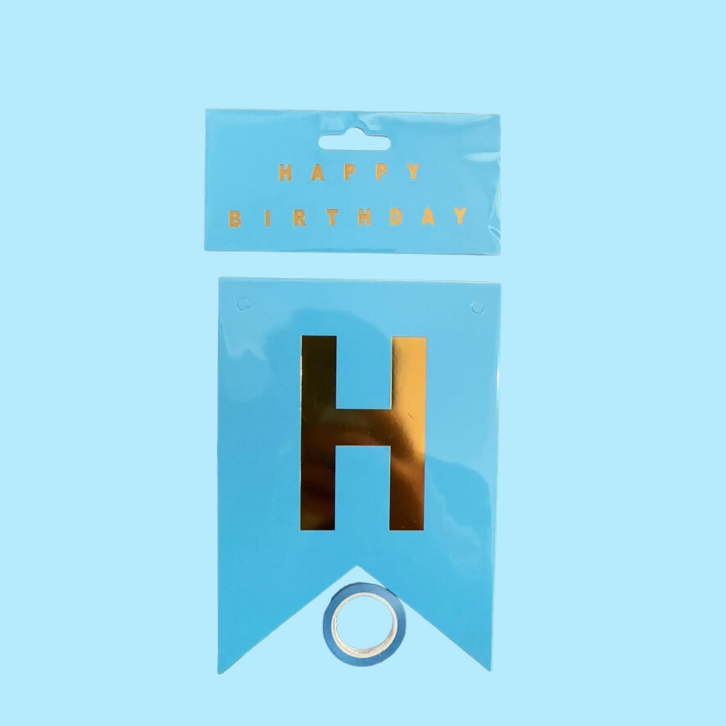 Blue and Gold Happy Birthday Banner