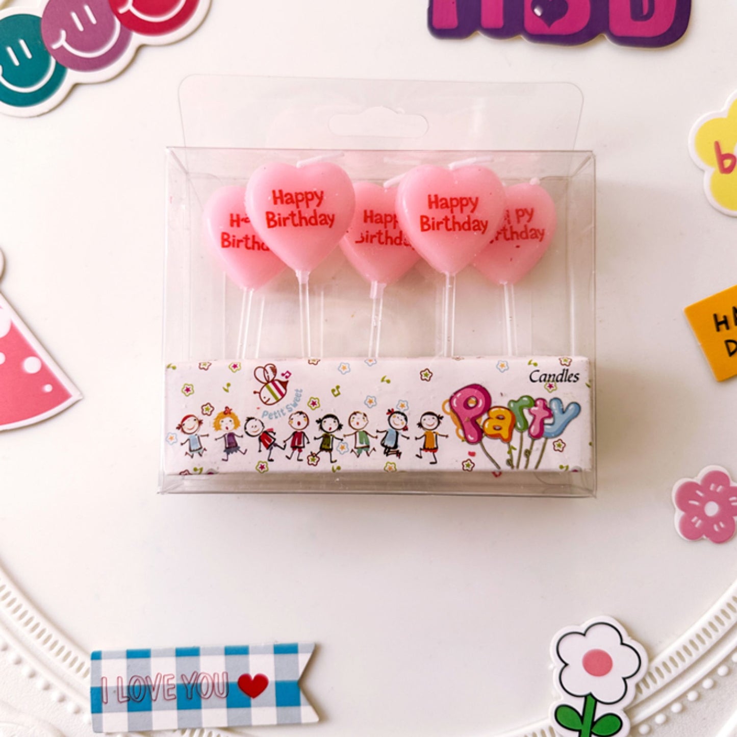 Happy Birthday Pink Hearts Candles