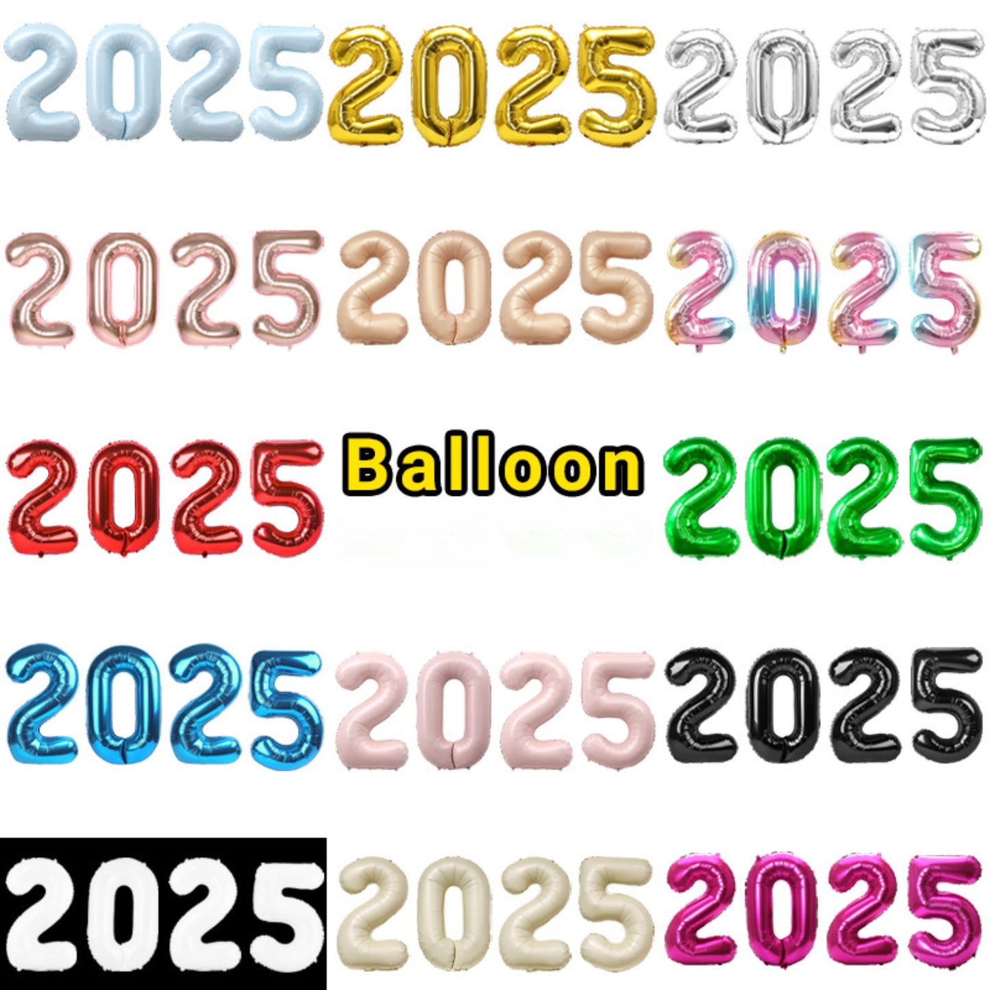 32 inch foil numbers multi colours