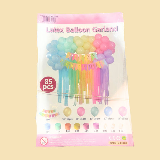85 PCS Pastel Rainbow Latex Balloon Garland Kit