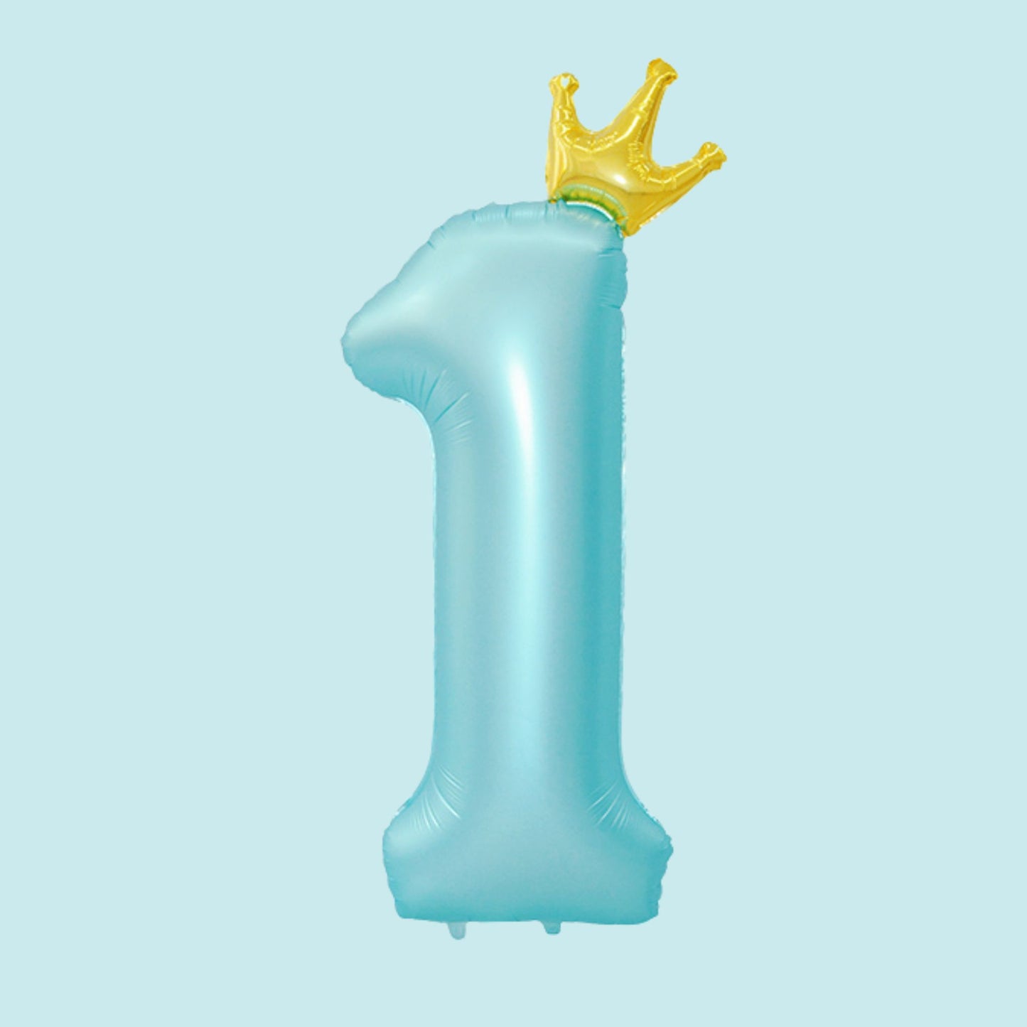 34-Inch King Crown Pastel Blue Helium Quality Birthday Party Foil Number Balloons