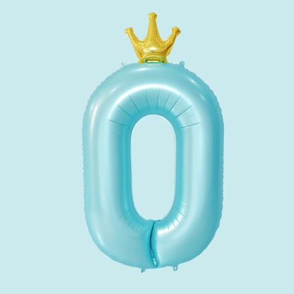 34-Inch King Crown Pastel Blue Helium Quality Birthday Party Foil Number Balloons