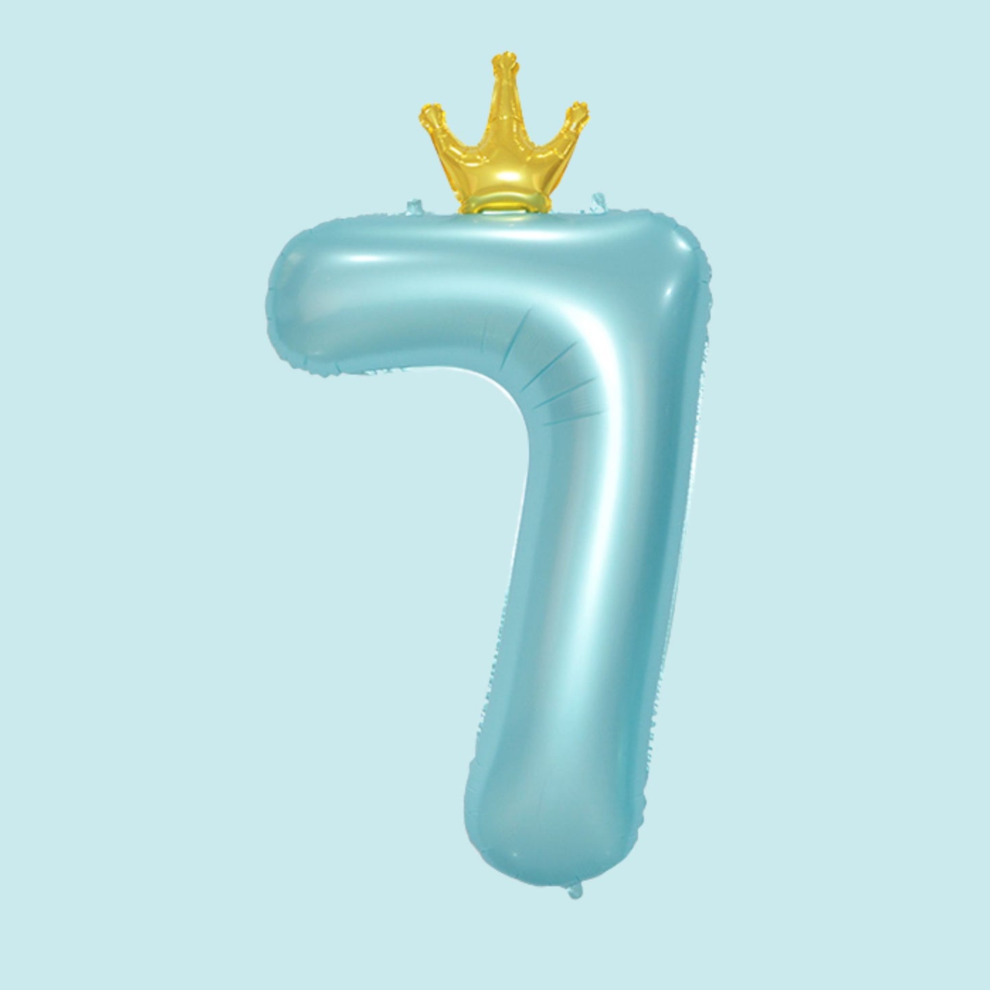 34-Inch King Crown Pastel Blue Helium Quality Birthday Party Foil Number Balloons