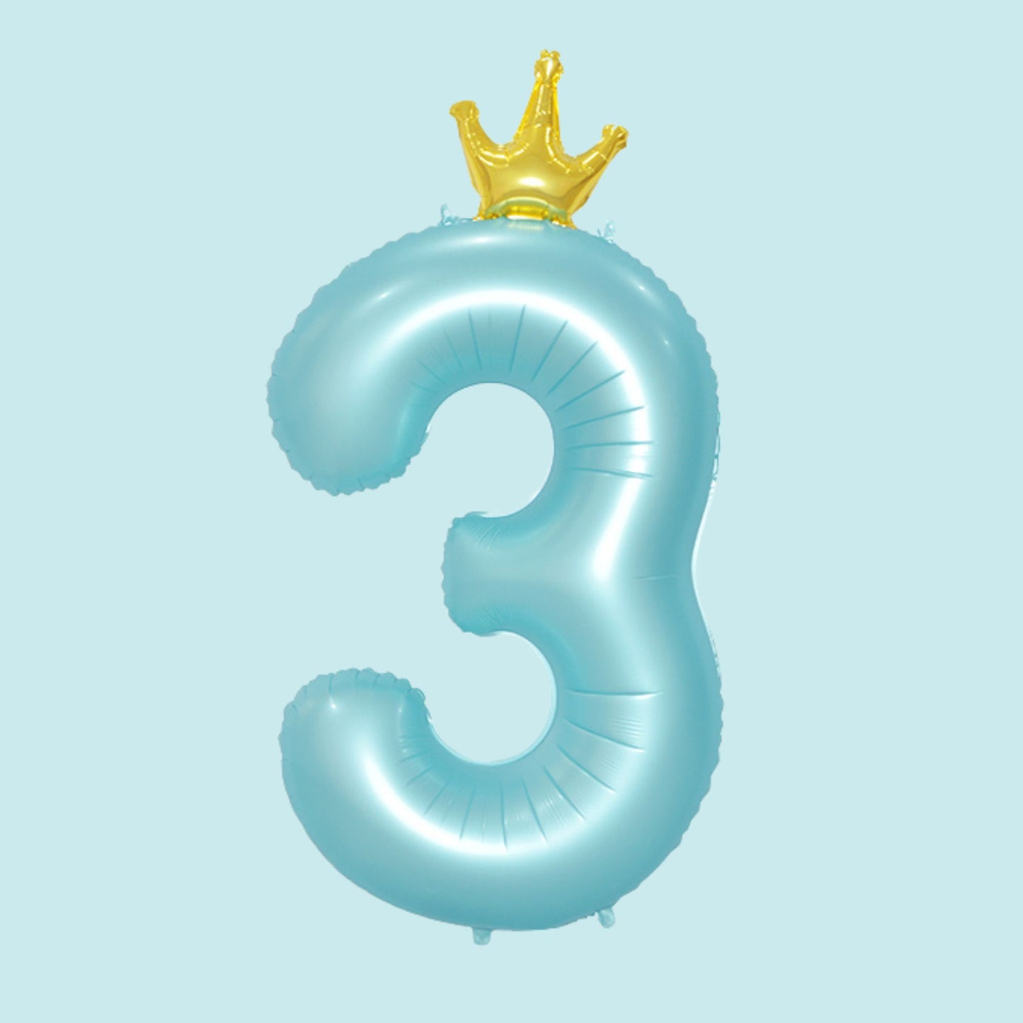 34-Inch King Crown Pastel Blue Helium Quality Birthday Party Foil Number Balloons