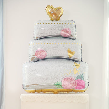 31 Inch White Wedding Cake Foil Balloon